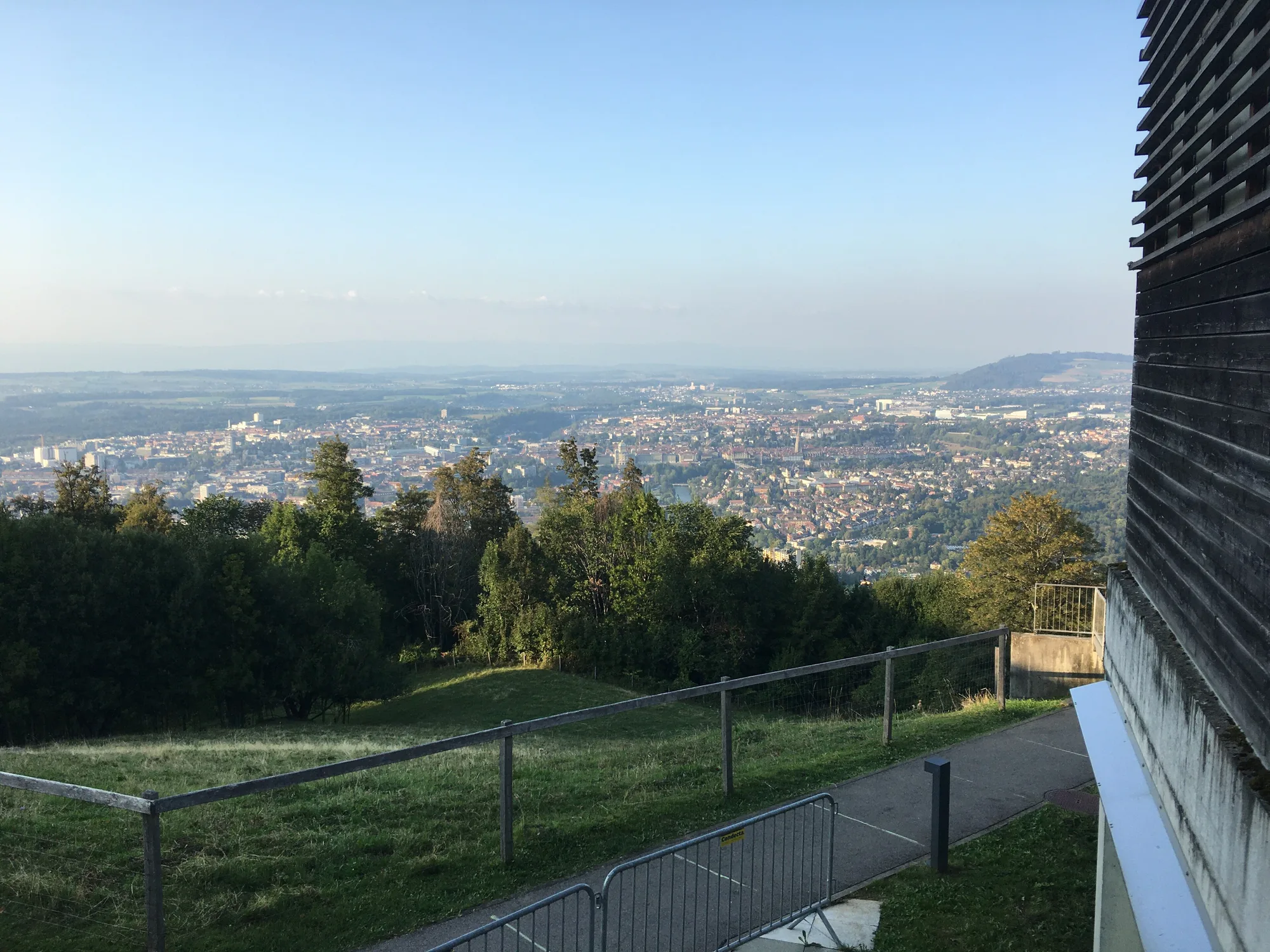 Bern spread out beside the Aare, seen from the Gurten hill above the city